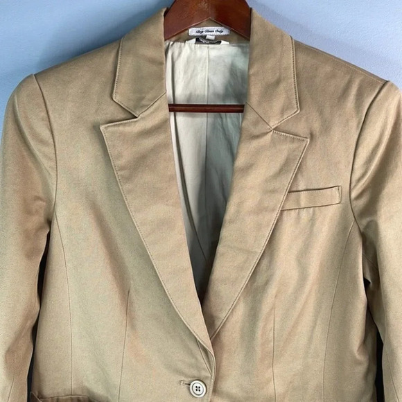 L.L. Bean Neutral Blazer Camel Tan Twill Cotton  Long Sleeve Padded Preppy 6 - Picture 4 of 14